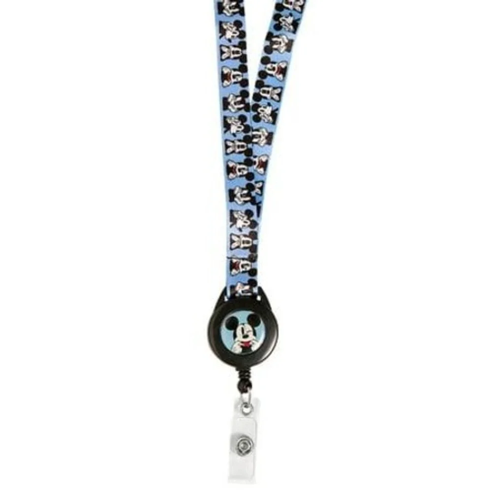 Disney Mickey Mouse Lanyard Unisex OS Blue Excellent Retractable Badge Holder